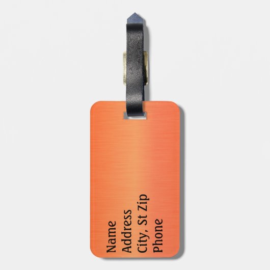 Helderneon Oranje penseel en zilver afdrukken Bagagelabel (Achterkant verticaal)