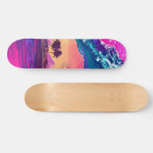 Helderneon Retro Wave and Palm Trees Skateboard (Horizontaal)