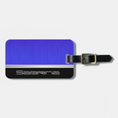 Helderneonblauw penseel en zilverdruk bagagelabel (Voorkant horizontaal)