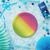 Helderneonfluorescerende gradiënt-regenboogombbole papieren bordje (Feest)