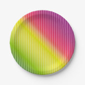 Helderneonfluorescerende gradiënt-regenboogombbole papieren bordje (Voorkant)