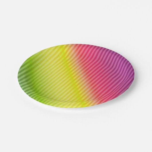 Helderneonfluorescerende gradiënt-regenboogombbole papieren bordje (Gekanteld)