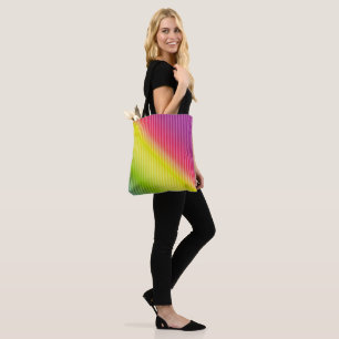 Helderneonfluorescerende gradiënt-regenboogombbole tote bag