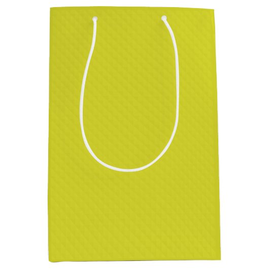 Helderneongeel groen getextureerd medium cadeauzakje (Voorkant)