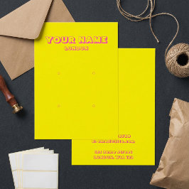 Helderneongele en roze oorenkaart visitekaartje