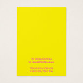 Helderneongele en roze oorenkaart visitekaartje (Achterkant)