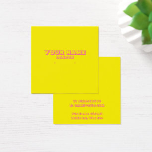 Helderneongele en roze oormerkkaart vierkante visitekaartjes