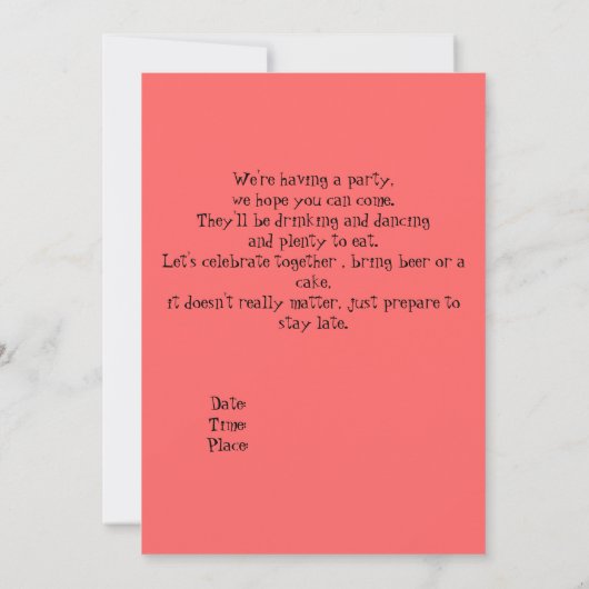 Helderneonkleuren, Aangepaste partijuitnodiging Kaart (Achterkant)