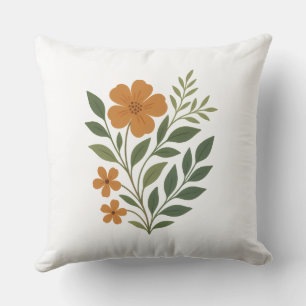 Helderoranje bloemen met groene bladeren kussen
