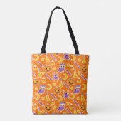 HelderOranje Cartoon Halloween Patroon Tote Bag (Achterkant)