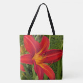 Helderoranje daglelibloem bloemig tote bag (Voorkant)