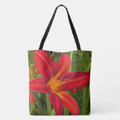Helderoranje daglelibloem bloemig tote bag (Achterkant)