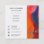 HelderOranje Paarse Abstracte Waterverf Vierkante Visitekaartje (Achterkant)