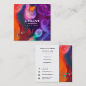 HelderOranje Paarse Abstracte Waterverf Vierkante Visitekaartje (Voorkant / Achterkant)