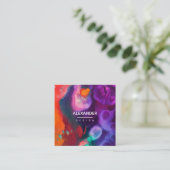 HelderOranje Paarse Abstracte Waterverf Vierkante Visitekaartje (Staand voorkant)