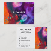 HelderOranje Paarse Abstracte Waterverf Visitekaartje (Voorkant / Achterkant)