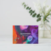 HelderOranje Paarse Abstracte Waterverf Visitekaartje (Staand voorkant)