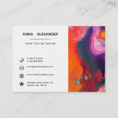 HelderOranje Paarse Abstracte Waterverf Visitekaartje (Achterkant)