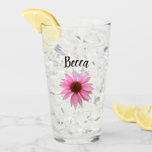 Helderpaarse Echinacea Gepersonaliseerd Glas (Voorkant ijs)