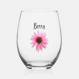 Helderpaarse Echinacea Gepersonaliseerde Mok Wijnglas Zonder Voet