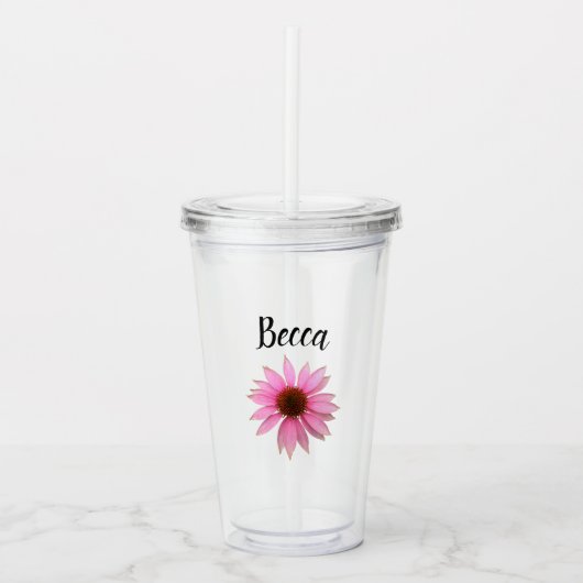 Helderpaarse Echinacea Persoonlijk Acryl Drinkbeker (Voorkant)