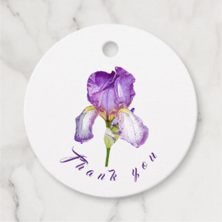 HelderPaarse Iris Botanical Art Hartelijk dank voo Bedankjes Labels
