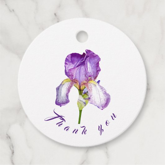 HelderPaarse Iris Botanical Art Hartelijk dank voo Bedankjes Labels (Voorkant)