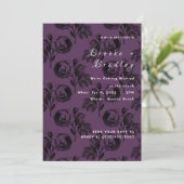 Helderpaarse Rozen Bloemen Bruiloft Kaart (Staand voorkant)