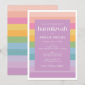 Helderpuntsstripe regenboogstraal Paars bat Mitzva Kaart (Voorkant / Achterkant)