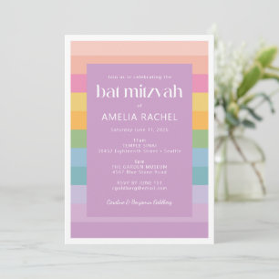 Helderpuntsstripe regenboogstraal Paars bat Mitzva Kaart