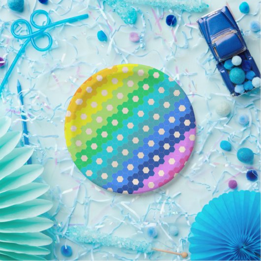 Helderradionavigatie Geometrische hexagon ventilat Papieren Bordje (Feest)