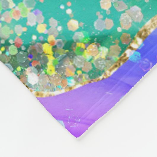 Helderregenboog en goudfaux Glitter Agate Monogram Fleece Deken (Hoek)