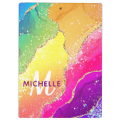Helderregenboog en goudfaux Glitter Agate Monogram Klembord (Achterkant)