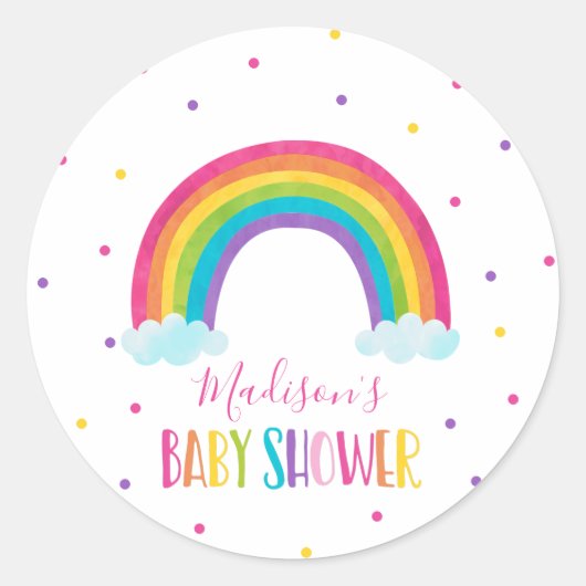 HelderregenboogBaby shower Ronde Sticker (Voorkant)
