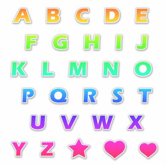 Helderregenboogbrieven Monogram Sticker Pack (Voorkant)