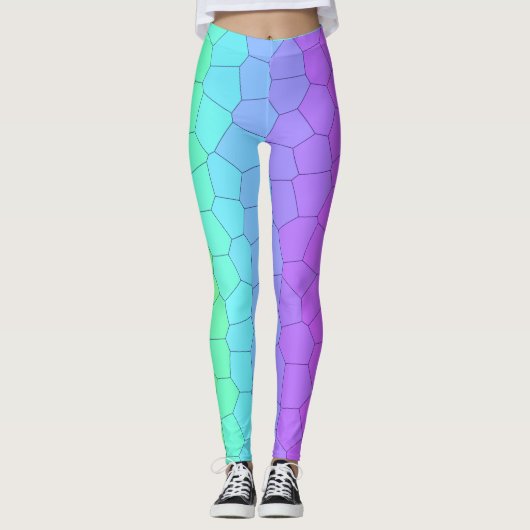 Helderregenbooggeometrische Leggings (Voorkant)