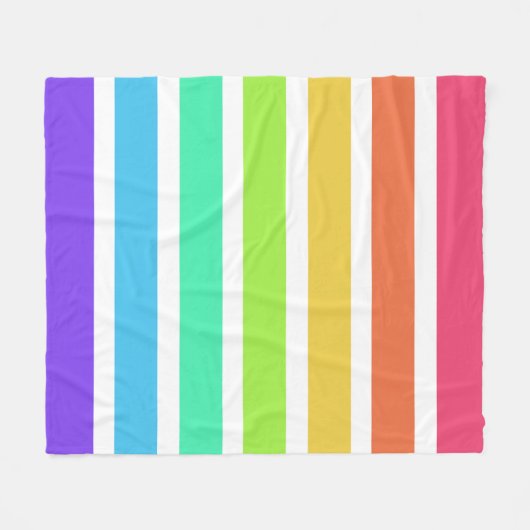 Helderregenboogstrepen Fleece Deken (Voorkant (Horizontaal))