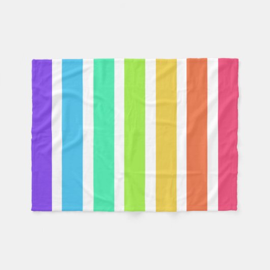 Helderregenboogstrepen Fleece Deken (Voorkant (Horizontaal))