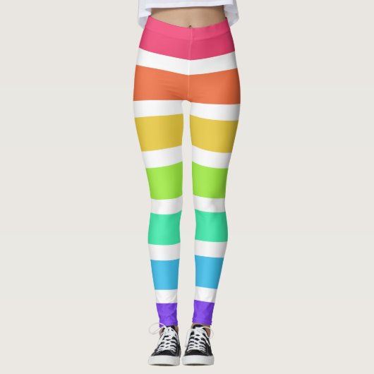 Helderregenboogstrepen Leggings (Voorkant)