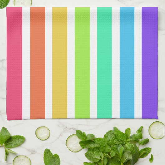 Helderregenboogstrepen Theedoek (Gevouwen)