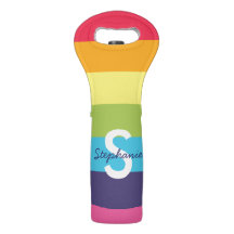 Helderregenboogstripe Initiaal Naam WijnTas