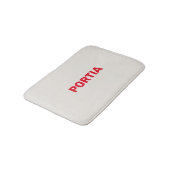 Helderrode aangepaste naam effen grijs badmat (Gekanteld)