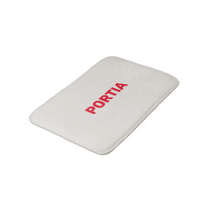 Helderrode aangepaste naam effen grijs badmat