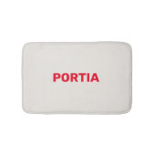 Helderrode aangepaste naam effen grijs badmat (Voorkant)