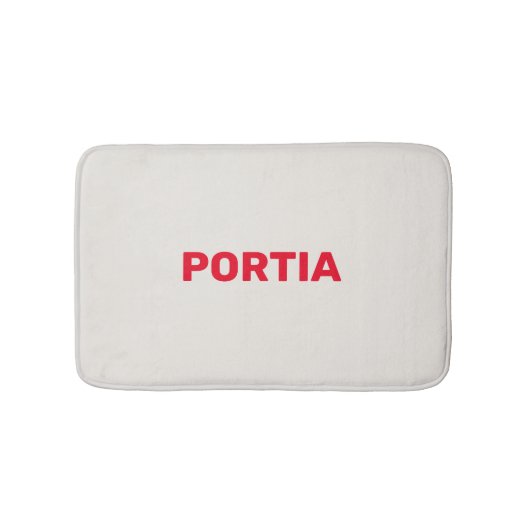 Helderrode aangepaste naam effen grijs badmat (Voorkant)