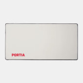 Helderrode aangepaste naam effen grijs bureaumat (Voorkant)