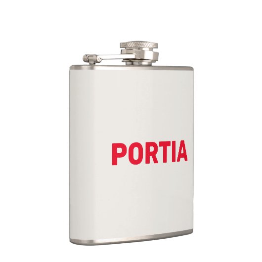 Helderrode aangepaste naam effen grijs heupfles (Rechts)