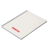 Helderrode aangepaste naam effen grijs notitieboek (Linkerzijde)