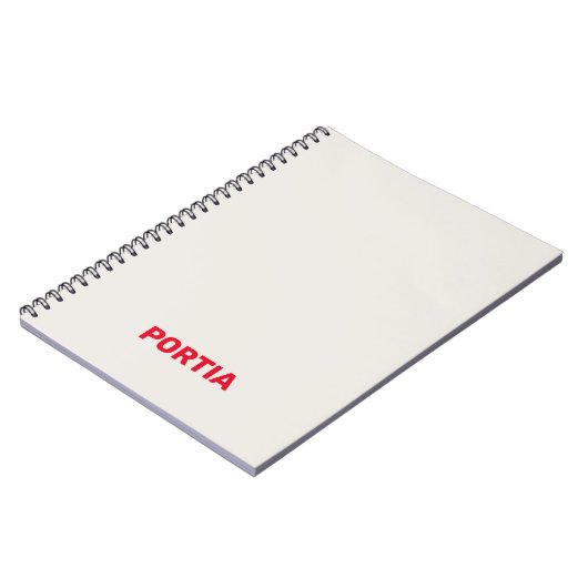 Helderrode aangepaste naam effen grijs notitieboek (Linkerzijde)