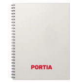 Helderrode aangepaste naam effen grijs notitieboek (Voorkant)